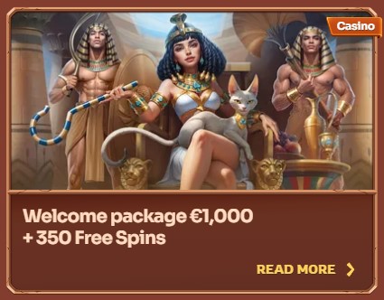 Welcome Package €1,000    + 350 Free Spins